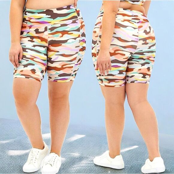 torrid Pants - Torrid Camo Multi Color Performance Core 9 Inch Active Bike Short Size 2XL